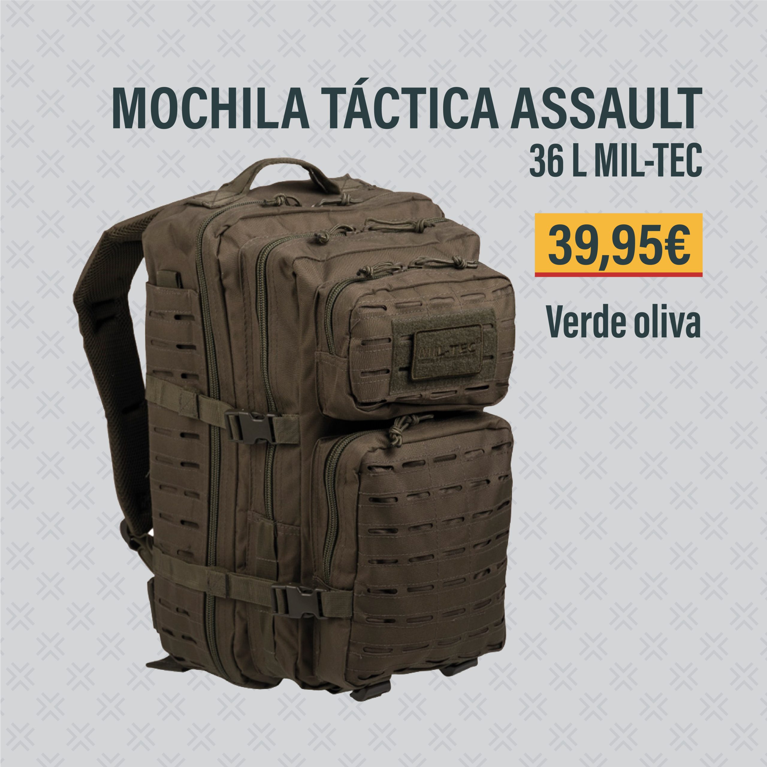 MOCHILA TÁCTICA ASSAULT 36L MIL-TEC_VERDE OLIVA